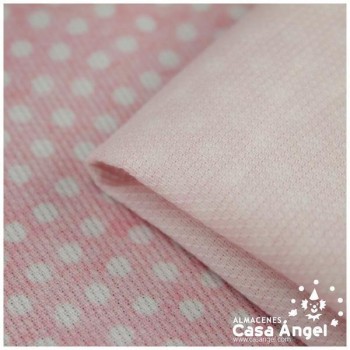 PIQUÉ CANUTILLO ROSA BEBÉ CON ESTAMPADO DE LUNARES BLANCOS