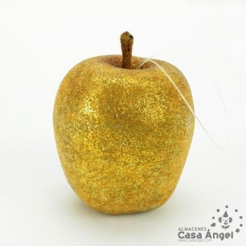 MANZANAS DORADAS DE BRILLANTINA PARA ÁRBOL DE NAVIDAD