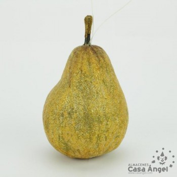 PERAS DORADAS DE BRILLANTINA PARA ÁRBOL DE NAVIDAD