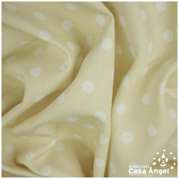 PIQUÉ CANUTILLO ESTAMPADO LUNARES BLANCOS FONDO BEIGE SERIE FERIAS 150cm