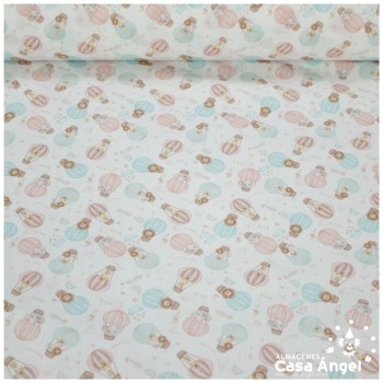 BATISTA ALGODÓN ESTAMPADA GLOBOS FONDO BLANCO 150cm