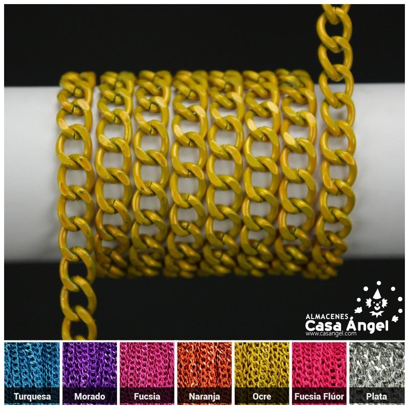 CADENA DE ALUMINIO ESLABON PLANO COLORES LISOS 7mm