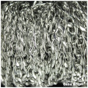 CADENA PLATEADA DE ALUMINIO CON ESLABÓN PLANO 7mm