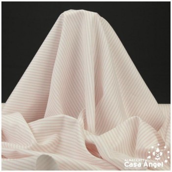 PIQUÉ CANUTILLO ESTAMPADO A RAYAS BLANCAS Y ROSA 150cm