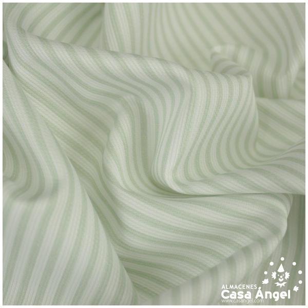 PIQUÉ CANUTILLO ESTAMPADO A RAYAS BLANCAS Y VERDE CLARO 150cm