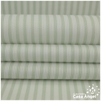 PIQUÉ CANUTILLO ESTAMPADO A RAYAS BLANCAS Y VERDE CLARO 150cm