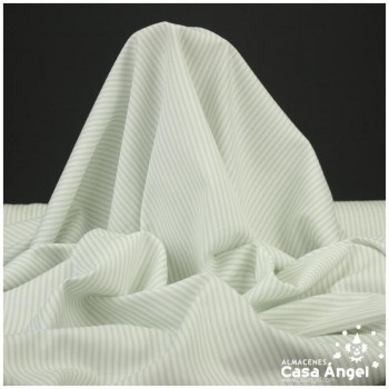 PIQUÉ CANUTILLO ESTAMPADO A RAYAS BLANCAS Y VERDE CLARO 150cm