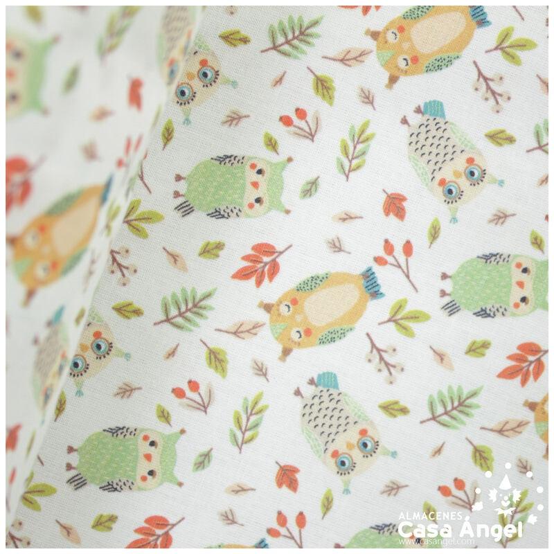 BATISTA ALGODÓN ESTAMPADA LECHUZAS FONDO CRUDO 150cm