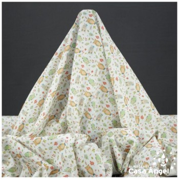 BATISTA ALGODÓN ESTAMPADA LECHUZAS FONDO CRUDO 150cm