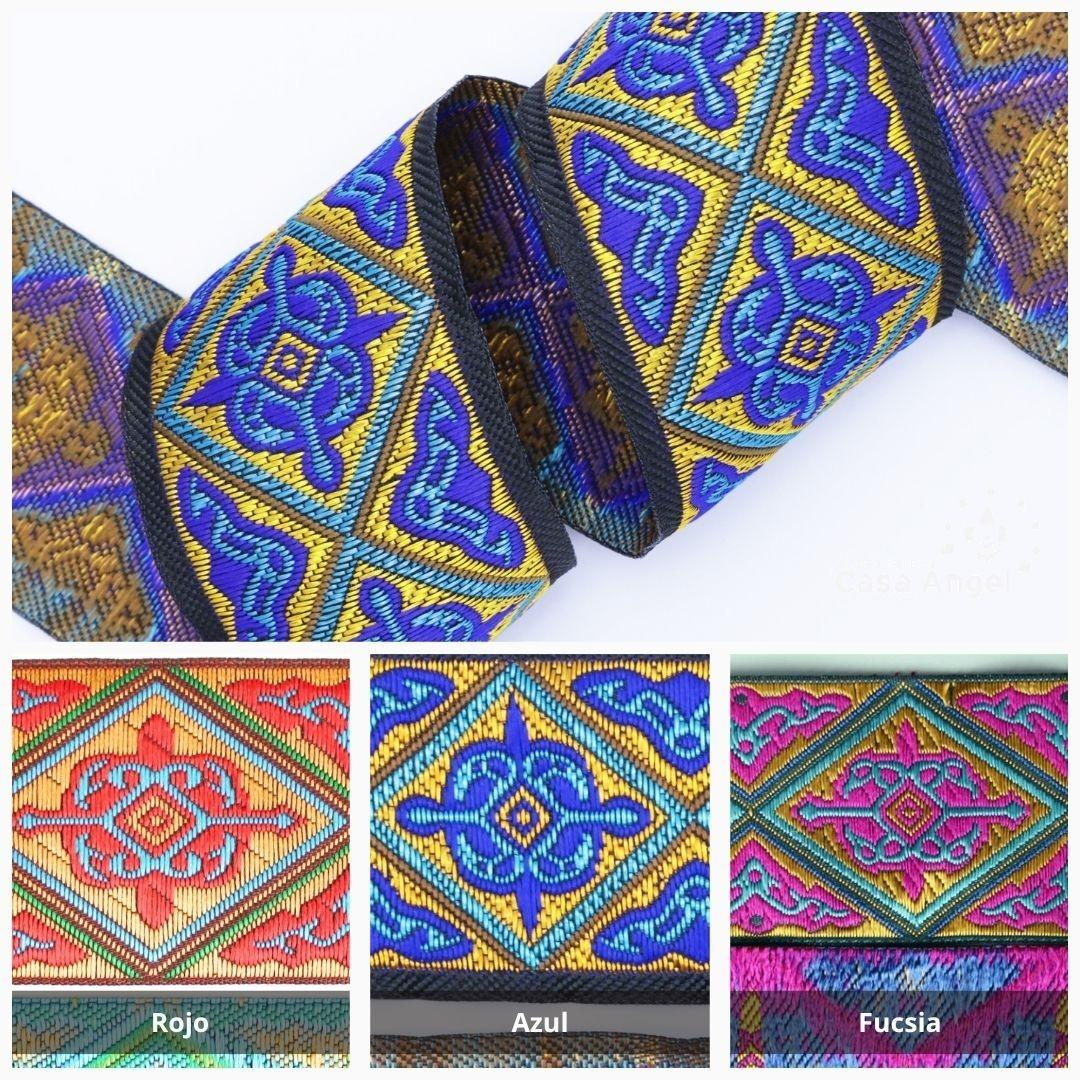 CINTA JACQUARD PATRÓN DE ROMBOS CON FILIGRANAS 50mm