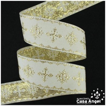 CINTA JACQUARD DE MOTIVOS LITÚRGICOS PATRÓN DE CRUCES