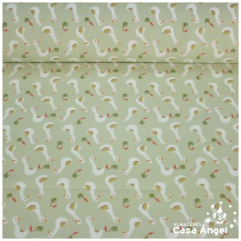 PERCAL ALGODÓN 100% VERDE ESTAMPADO OCAS150cm