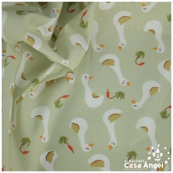 PERCAL ALGODÓN 100% VERDE ESTAMPADO OCAS150cm