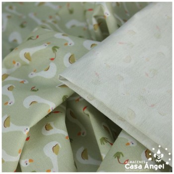 PERCAL ALGODÓN 100% VERDE ESTAMPADO OCAS150cm