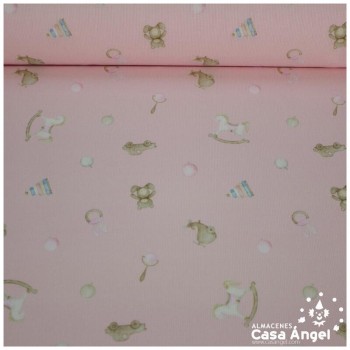 PIQUÉ ROSA JUGUETES CLÁSICOS ALGODÓN 150cm