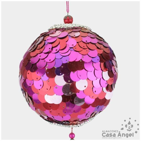 BOLA DE NAVIDAD CON LENTEJUELAS FUCSIA 12cm