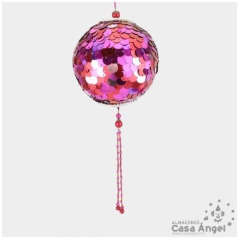 BOLA DE NAVIDAD CON LENTEJUELAS FUCSIA 12cm