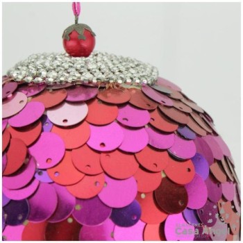 BOLA DE NAVIDAD CON LENTEJUELAS FUCSIA 12cm