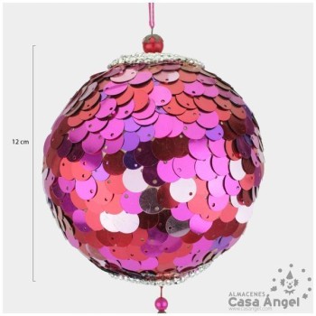 BOLA DE NAVIDAD CON LENTEJUELAS FUCSIA 12cm