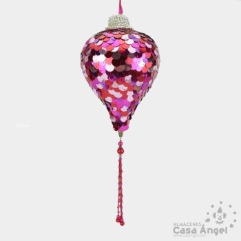LÁGRIMA DE NAVIDAD CON LENTEJUELAS FUCSIA 12cm