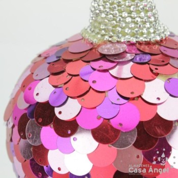 LÁGRIMA DE NAVIDAD CON LENTEJUELAS FUCSIA 12cm