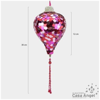 LÁGRIMA DE NAVIDAD CON LENTEJUELAS FUCSIA 12cm