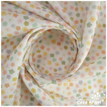PIQUÉ DE ALGODÓN FLORES MULTICOLOR 150cm