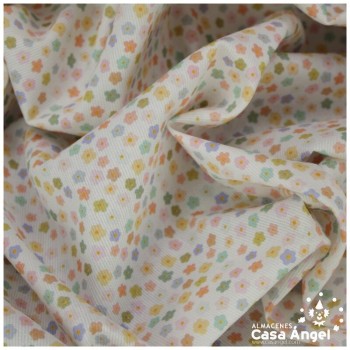 PIQUÉ DE ALGODÓN FLORES MULTICOLOR 150cm