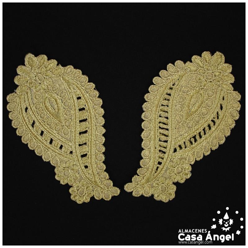 APLIQUE PAREJA PAISLEY LUREX DORADO 16x9cm