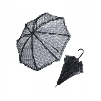 SOMBRILLA ENCAJE NEGRA 83cm