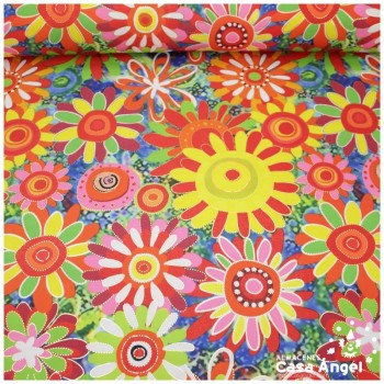 STRECH HIPPIE FLOWER METALIC 150cm