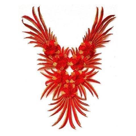 CUELLO TERMOADHESIVO STRASS ROJO ORO