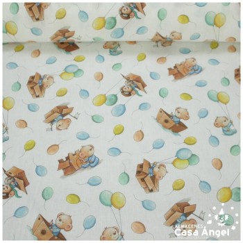 BATISTA ALGODÓN ESTAMPADA GLOBOS FONDO BLANCO 150cm