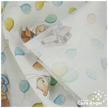 BATISTA ALGODÓN ESTAMPADA GLOBOS FONDO BLANCO 150cm