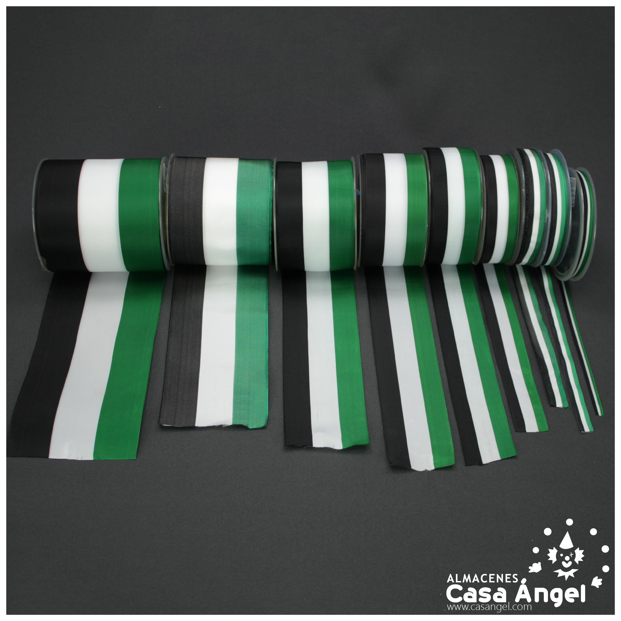 CINTA DE BANDERA FRANJAS VERDE BLANCO NEGRO