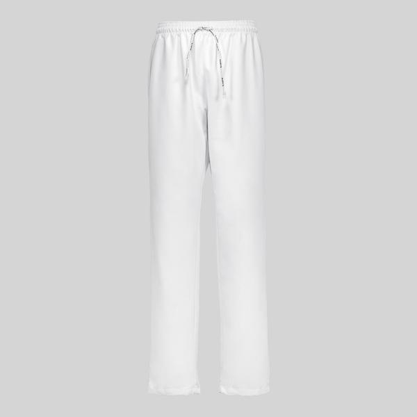 PANTALÓN BLANCO UNISEX COM GOMA Y CORDÓN EXTERIOR DE MICROFIBRA