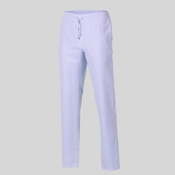 PANTALÓN BLANCO UNISEX COM GOMA Y CORDÓN EXTERIOR DE MICROFIBRA