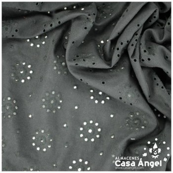BATISTA COLOR NEGRO PERFORADA DE ALGODÓN