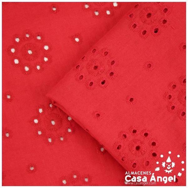 BATISTA COLOR ROJO PERFORADA DE ALGODÓN