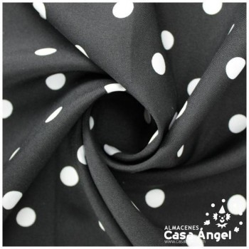 TELA STRETCH NEGRA CON LUNARES BLANCOS 150cm