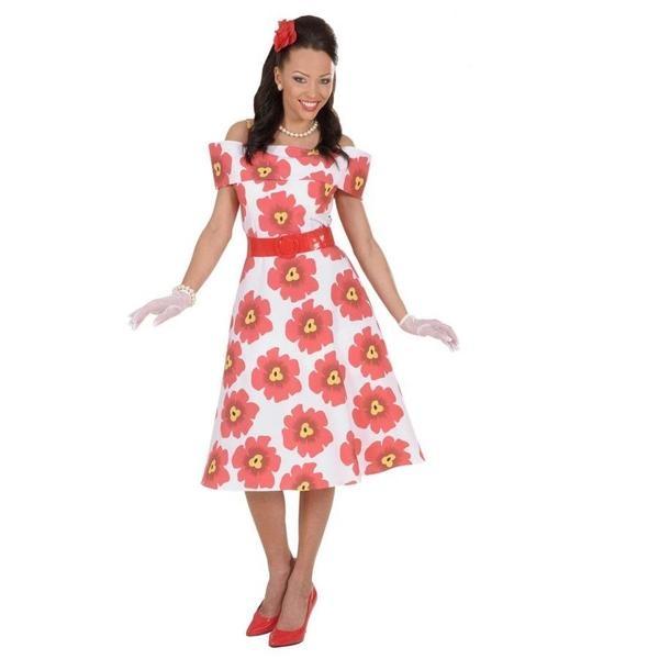 VESTIDO FLORES PIN UP AÑOS 50