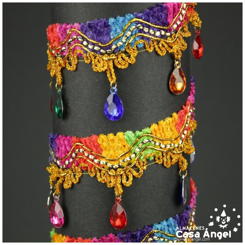 FLECO DE PIEDRAS MULTICOLOR CON RIBETE SOFTOUCH EN PICOS 65mm