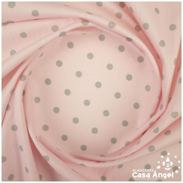 PIQUÉ LUNARES GRISES FONDO ROSA SERIE VELETA 160cm
