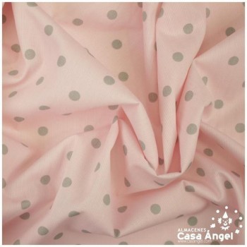 PIQUÉ LUNARES GRISES FONDO ROSA SERIE VELETA 160cm