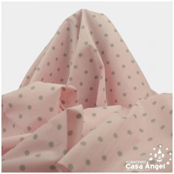 PIQUÉ LUNARES GRISES FONDO ROSA SERIE VELETA 160cm
