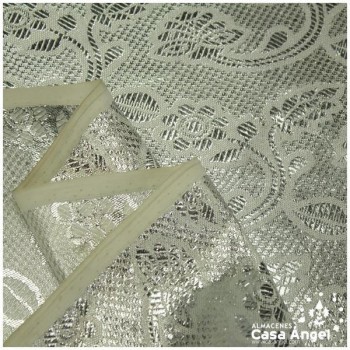 BROCADO JACQUARD PLATEADO CON PATRON DE FLORITURAS 112cm