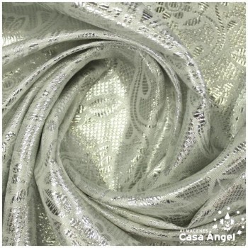 BROCADO JACQUARD PLATEADO CON PATRON DE FLORITURAS 112cm