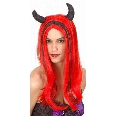 PELUCA ROJA DIABLA CON CUERNOS