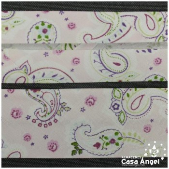 CINTA AL BIES ESTAMPADA CON MOTIVO CACHEMIR DE FONDO PASTEL 3cm