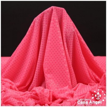 LYCRA FUCSIA FLÚOR CON LENTEJUELA FIJA AL TONO SERIE CHUCHES 150cm
